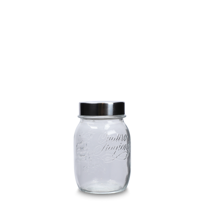 500 ml clear glass jam jar - including stainless steel screw lid