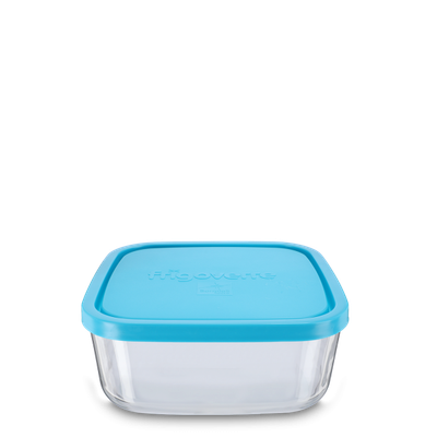 2000 ml Frischhaltedose - Glas - eckig - blauer Deckel