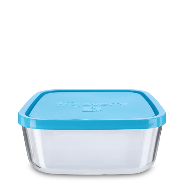 Recipiente para conservar alimentos de 3400 ml - vidrio - cuadrado - tapa azul
