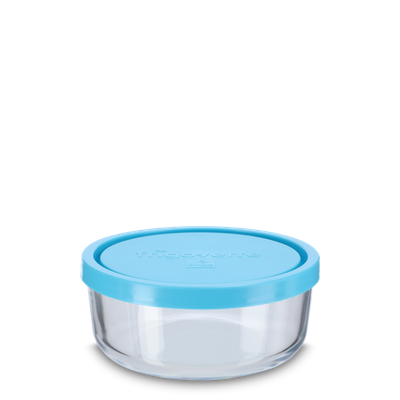 300 ml food storage container - glass - round - blue lid