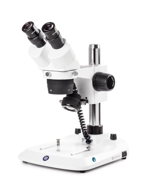 StereoBlue SB.1302-P Stereo microscope Biocular with 1x/3x objectives and column stand with 3 W LED