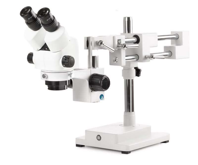 StereoBlue SB.1702-B Stereo microscope Biocular with 0.5 - 5.5x zoom EVO and double-arm swivel arm tripod on heavy base plate