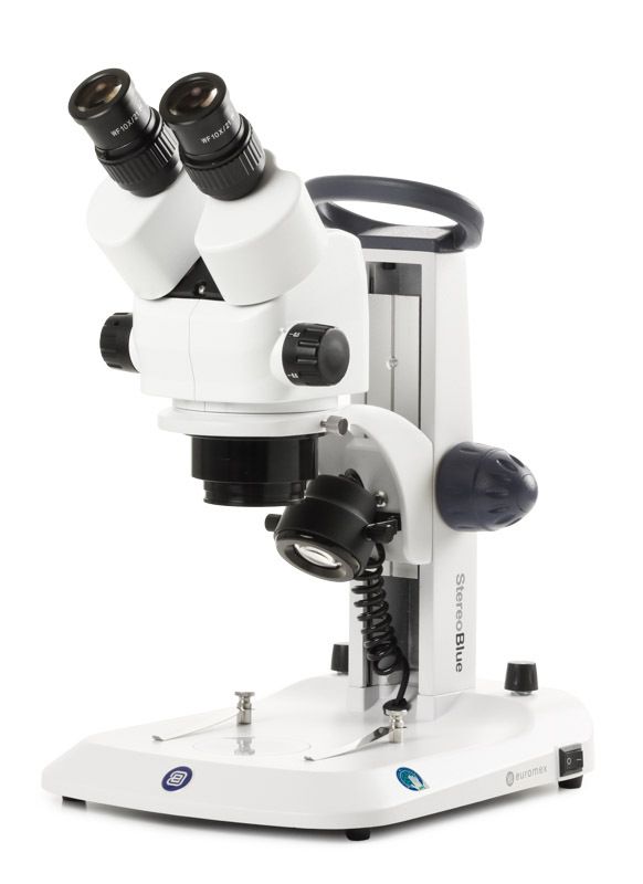 StereoBlue SB.1702 Stereo microscope Biocular with 0.5 - 5.5x zoom EVO and rack and pinion stand with 3 W LED