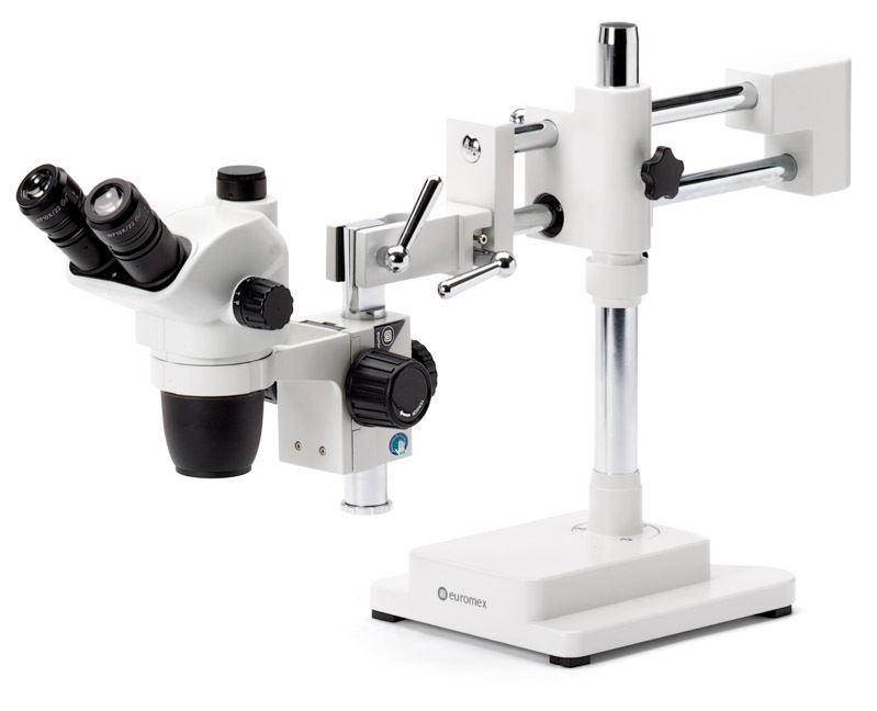 NexiusZoom NZ.1903-B Stereomicroscope Triocular with WF10x/22mm Eyepiece and Double-arm swivel arm tripod on heavy base plate