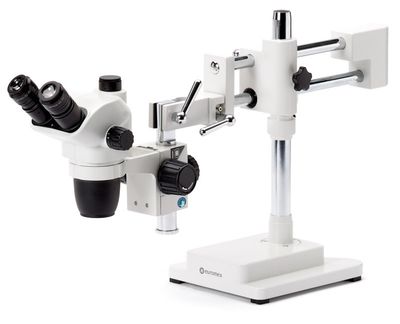 NexiusZoom NZ.1903-B Stereomicroscope Triocular with WF10x/22mm Eyepiece and Double-arm swivel arm tripod on heavy base plate