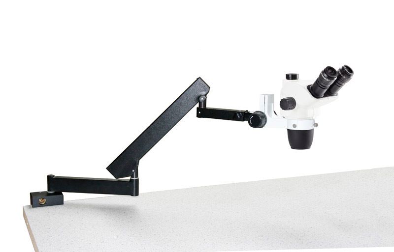 NexiusZoom NZ.1703-A Stereomicroscope Triocular with WF10x/23mm Eyepiece and Adjustable swivel arm tripod on table clamp