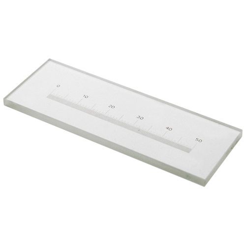 Micrometer slide 76 x 26 mm, 50 mm divided into 500 parts, 100 m per division