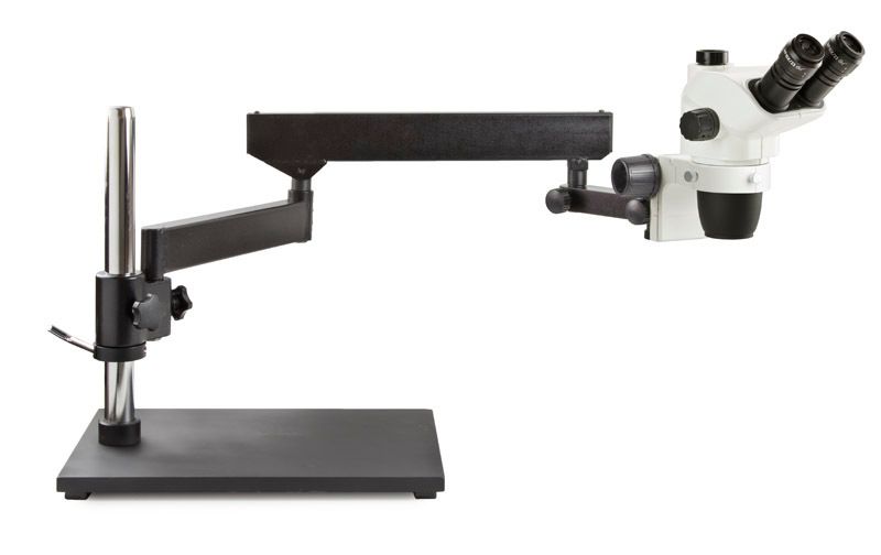 NexiusZoom NZ.1703-AP Stereomicroscope Triocular with WF10x/23mm Eyepiece and Adjustable swivel arm tripod on heavy base plate