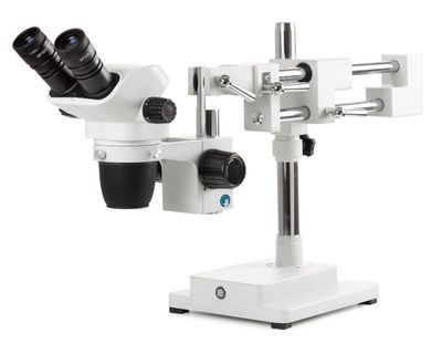 Microscopio estereoscópico biocular NexiusZoom NZ.1902-B con ocular WF10x/22 mm y trípode con brazo giratorio de doble brazo sobre placa base pesada