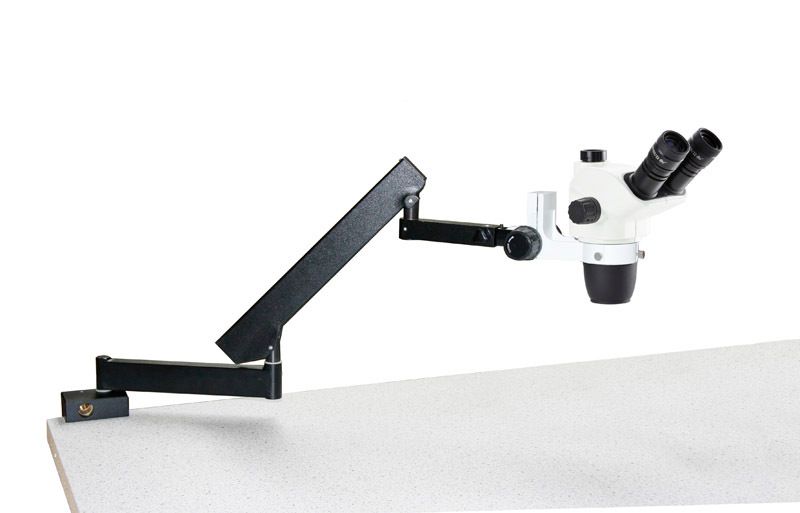 NexiusZoom NZ.1903-A Stereomicroscope Triocular with WF10x/22mm Eyepiece and Adjustable swivel arm tripod on table clamp