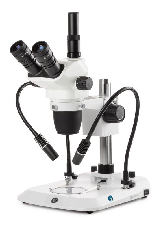 NexiusZoom NZ.1903-PG Stereomicroscope Triocular with WF10x/22mm Eyepiece, Double LED light arm and Column stand