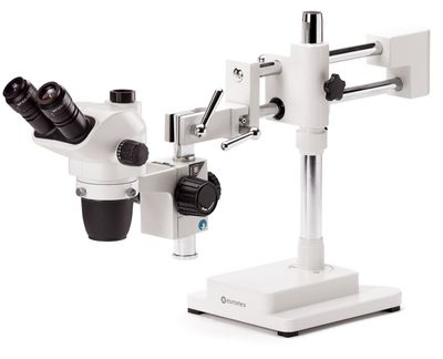 NexiusZoom NZ.1703-B Stereomicroscope Triocular with WF10x/23mm Eyepiece and Double-arm swivel arm tripod on heavy base plate