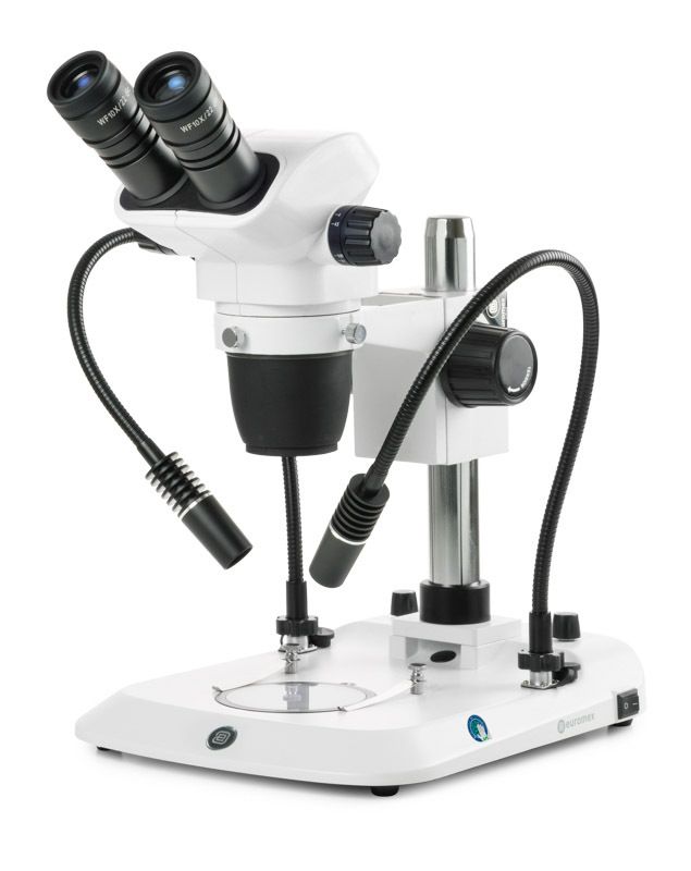 NexiusZoom NZ.1702-PG Stereo Microscope Biocular with WF10x/23mm Eyepiece, Double LED Light Arm and Column Tripod