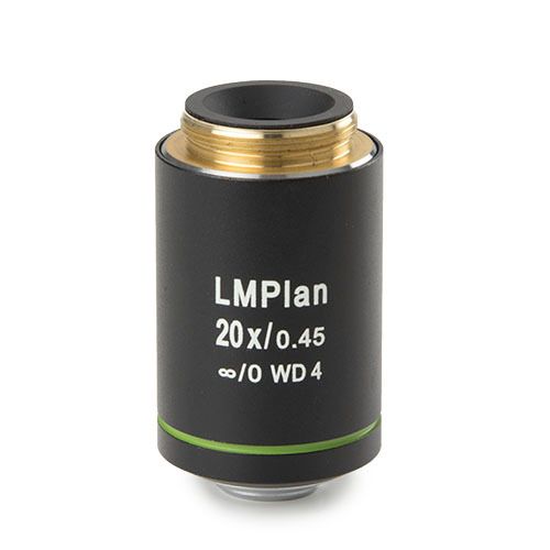 Infinity corrected plan PL-M 20x/0.40 IOS objective. Working distance 7.8 mm. No cover glass correction