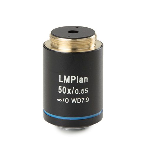 Infinity corrected plan semi apochromatic PL-M 50x/0.55 IOS objective. Working distance 7.9 mm