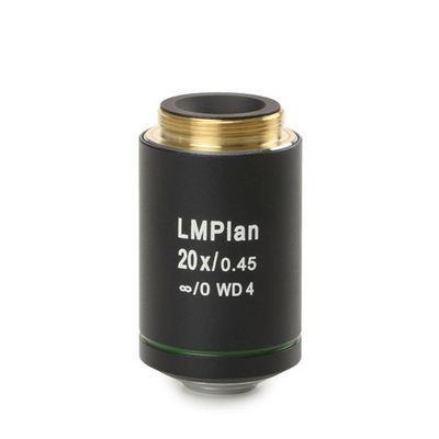 Obiettivo planacromatico PLM 20x/0.40 LWD IOS. Distanza di lavoro 4 mm. Nessuna correzione del vetro di copertura
