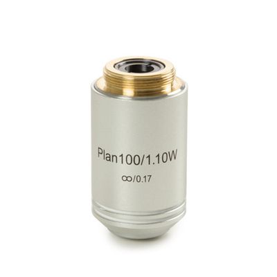 Plan PLi S100x/1.10 IOS Wasserimmersionsobjektiv. Arbeitsabstand 0,14 mm. Deckglas 0,17 mm korrigiert