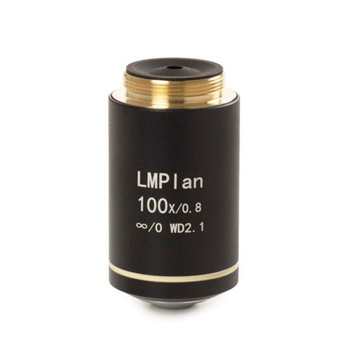 Infinity corrected plan semi apochromatic PL-M 100x/0.80 IOS objective. Working distance 2.1 mm