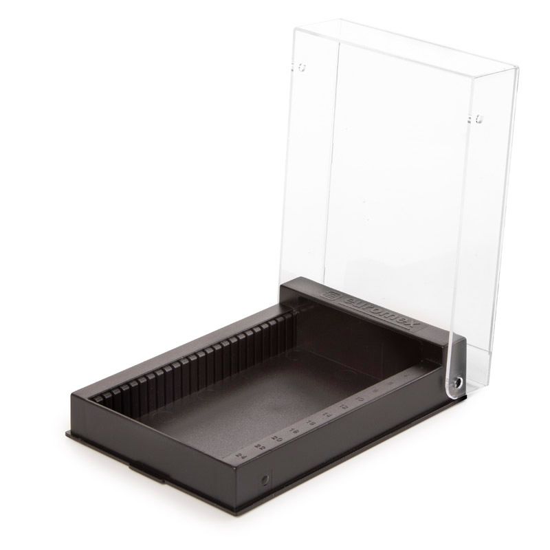 Plastic specimen box. With room for 25 micro preparations