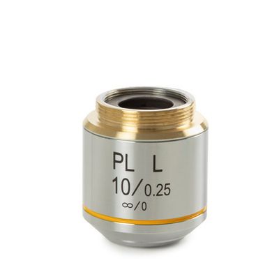 Obiettivo IOS piano PLMi 10x/0,25 corretto all&#39;infinito. Distanza di lavoro 20,2 mm