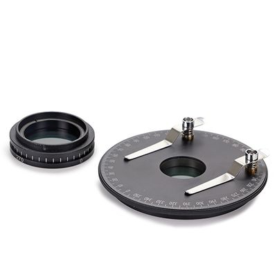 Set di polarizzazione per NexiusZoom: tavola rotonda ruotabile a 360 con filtro di polarizzazione incorporato (NZ.9524) + analizzatore in supporto da avvitare sotto testa (NZ.9525)