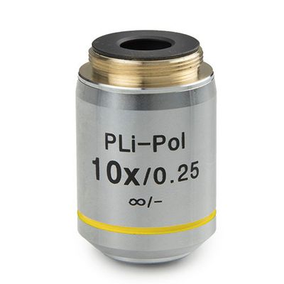 Pianifica l&#39;obiettivo PLPOLi 10x/0,25 IOS senza stress per la polarizzazione incidente iScope, senza correzione del vetro di copertura. Distanza di lavoro 10 mm
