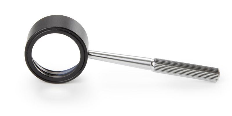 Handheld magnifier with 10x magnification. Ø 25mm. aplanatic lens.