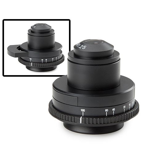 Condenseur d&#39;Abbe standard 1,25 NA avec support pour filtre de champ noir et lames avec anneaux de contraste de phase