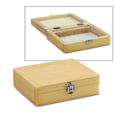 Scatola di preparazione in legno. Con spazio per 25 micro preparazioni