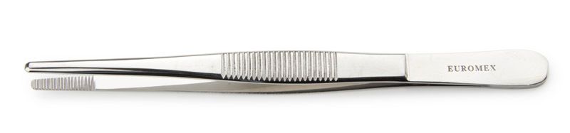 Anatomical tweezers 130 mm. With blunt points. Stainless steel