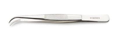 Pince à épiler anatomique 130 mm. avec de fines pointes incurvées. Acier inoxydable