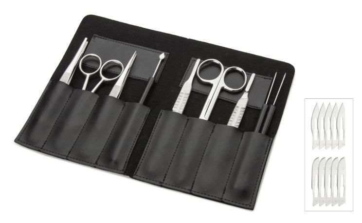 9-piece preparation set in imitation leather case