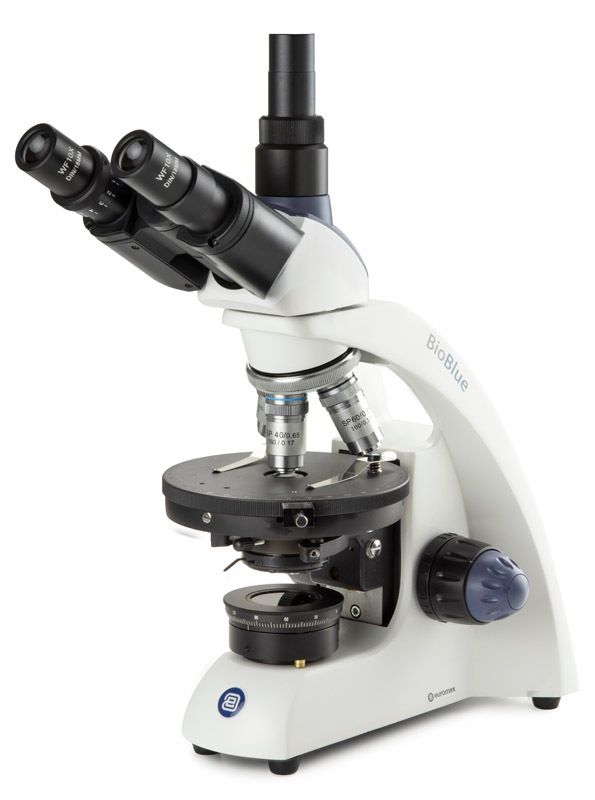 BioBlue BB.4253-P-HLED Triocular with 4x/10x/S40x/S100x objectives, polarization, without cross table