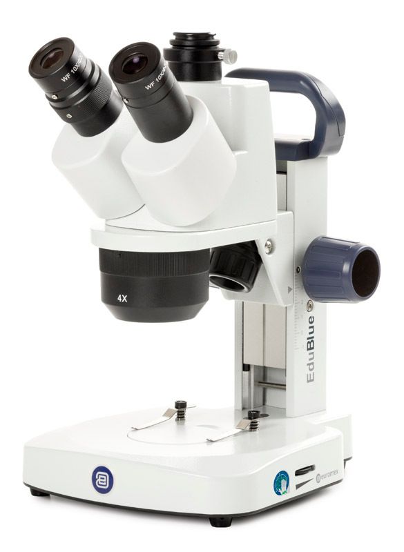 EduBlue ED.1403-S Stereomikroskop Triokular mit 2x/4x Objektiven und Zahnstangenständer