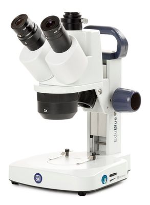 EduBlue ED.1303-S Stereomicroscope Triocular with 1x/3x objectives and rack and pinion stand