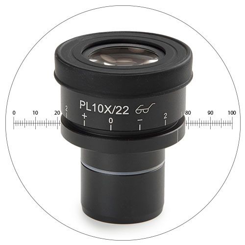HWF 10x/22 eyepiece with 10mm/100 micrometer scale