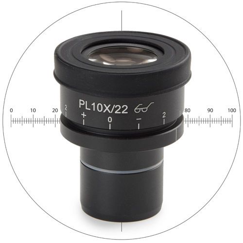 Weitwinkelokular HWF 10x/22 mm mit Mikrometer für Oxion Inverso Inversmikroskope
