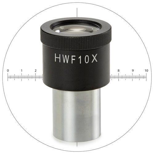Oculaire HWF 10x/20 mm avec micromètre 10/100 et réticule pour bScope pour tube Ø 23,2 mm