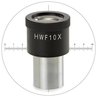 Oculaire HWF 10x/20 mm avec micromètre 10/100 et réticule pour bScope pour tube Ø 23,2 mm