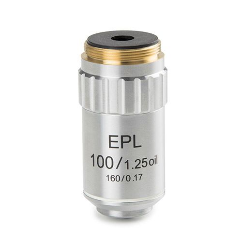 E-plan EPL S100x/1.25 oil immersion objective. Working distance 0.19 mm