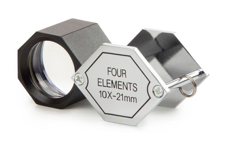 Loupe à impact. Grossissement : 10x. Avec lentille diamant achromatique Ø 21 mm. Champ de vision 25 mm
