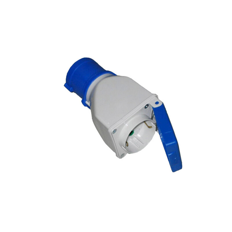 Clavija adaptador cetac a base schuko con tapa 2P+T 16A