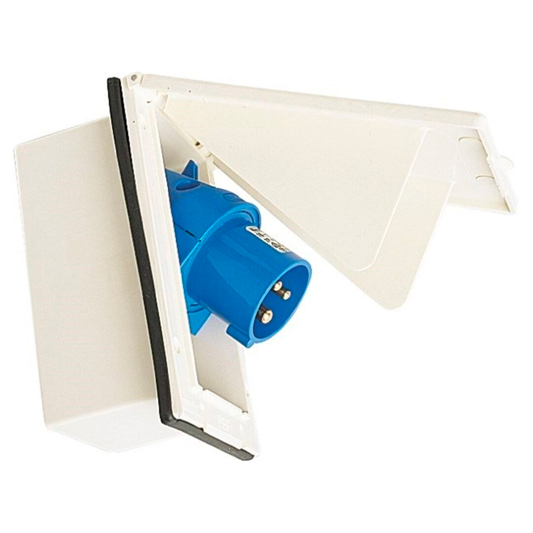 Enchufe para empotrar P 17 16A giratorio blanco Autocaravana, caravana, camper
