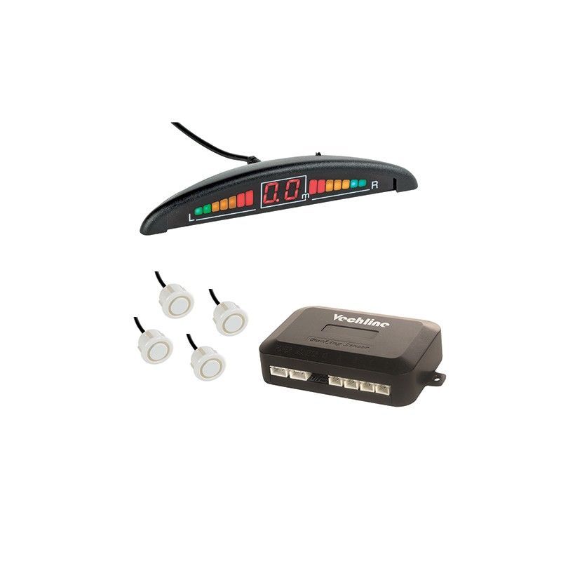 Kit sensores de parking traseros de color blanco con display