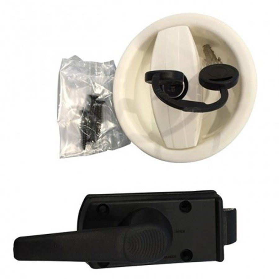 Cerradura con tirador redondo blanca/negra Derecha para autocaravana caravana y camper