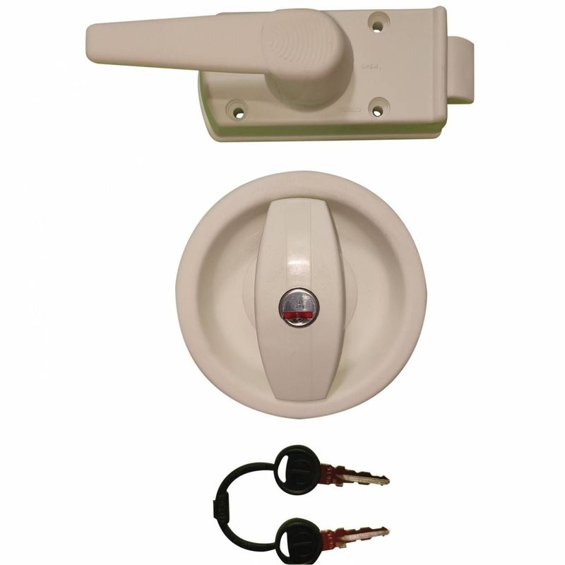 Cerradura con tirador redondo Blanco Zadi para autocaravana caravana y camper