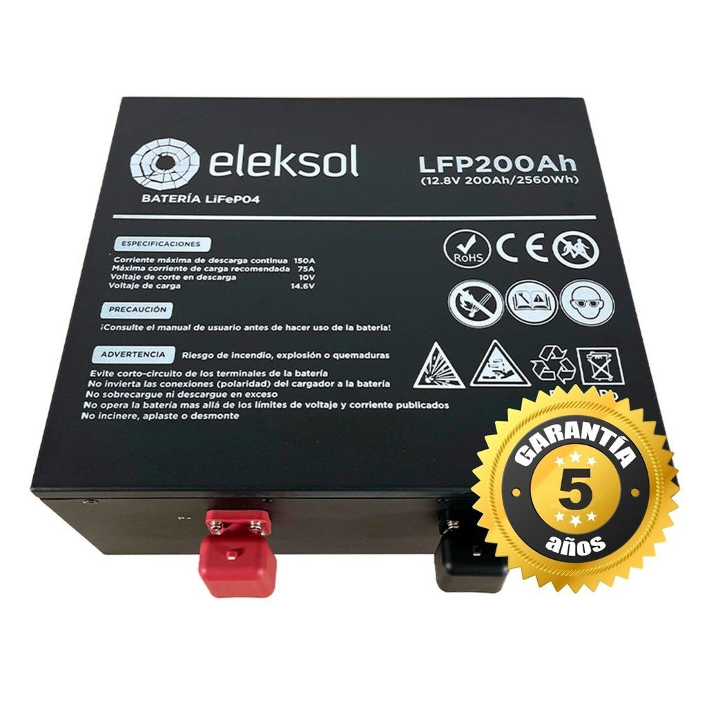 Batería de Litio LiFePO4 Bajo Asiento Eleksol 12,8V 200Ah Bluetooth y BMS