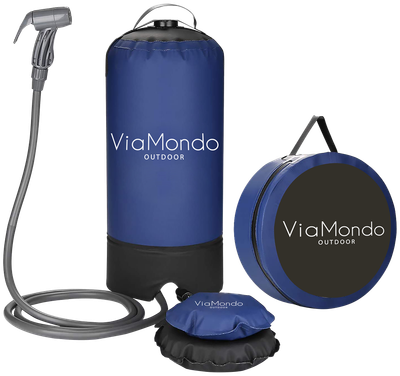 KIT DUCHA EXTERIOR PORTATIL BOMBA DE PIE 12L VIAMONDO