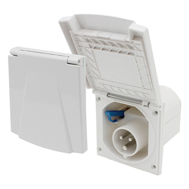 Enchufe para empotrar blanco P17 Autocaravana Caravana