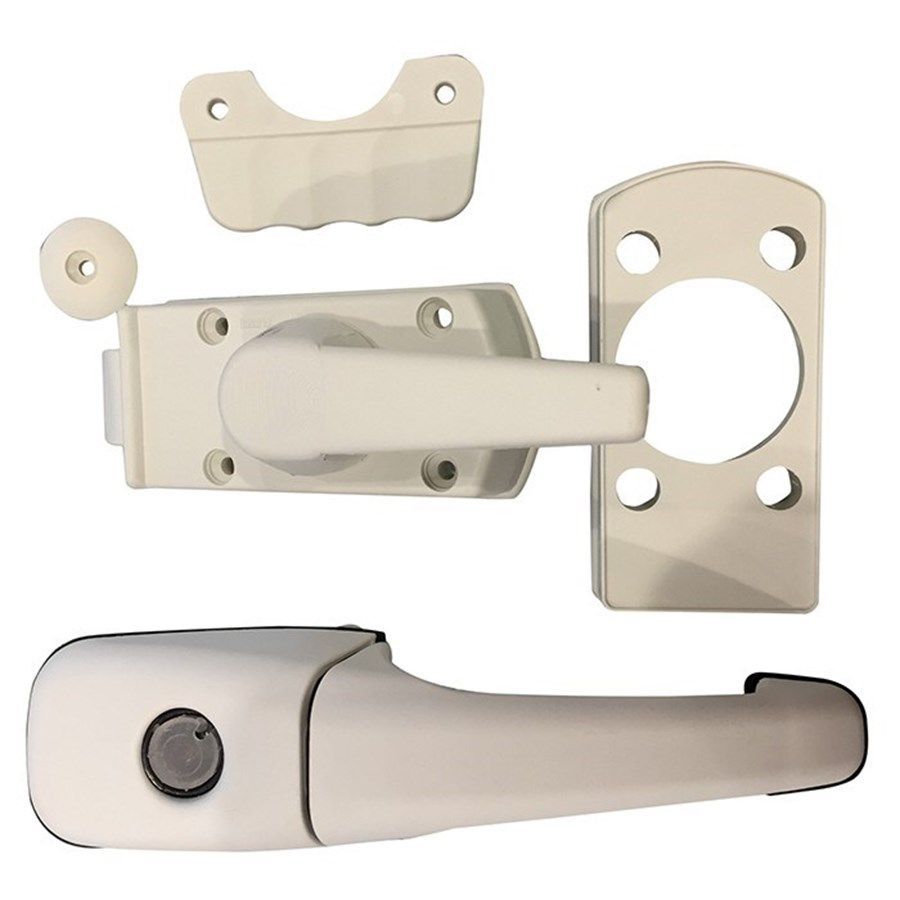 Cerradura de caravana blanca recta sin cilindro para autocaravana caravana y camper Cerradura de caravana blanca recta sin cilindro para autocaravana caravana y camper